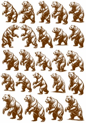 Collection of Hand-Drawn Bear Illustrations in Various Poses Free Vector