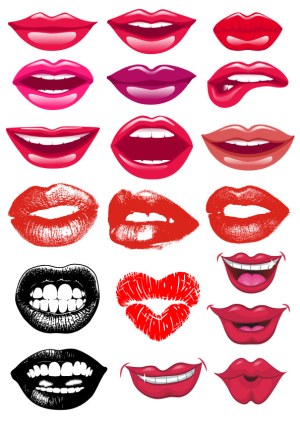 Set of Colorful and Expressive Lips and Mouth Vector Illustrations Free Vector