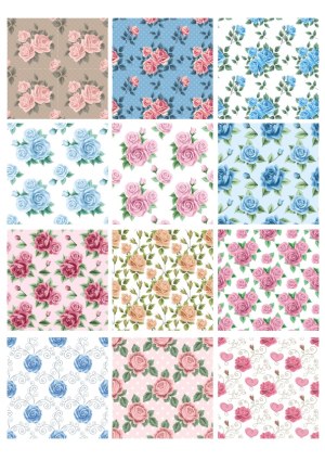 Floral Rose Pattern Collection with Various Color Backgrounds Free Vector
