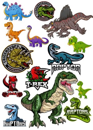 Collection of Colorful Dinosaur Cartoon and Logo Vectors Free Vector