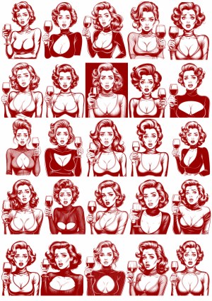 Vintage Style Women Holding Wine Glass Vector Collection Free Vector