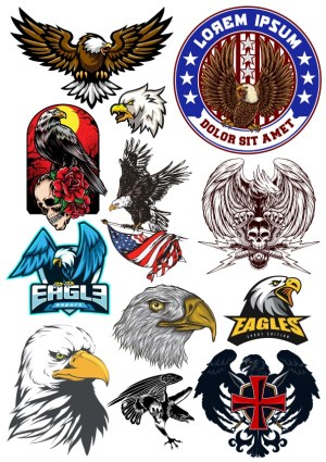 Collection of Eagle Themed Vector Illustrations and Emblems Free Vector