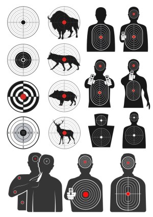 Shooting Targets and Silhouettes Vector Set Free Vector