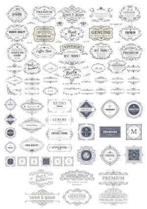Set of Vintage and Retro Decorative Labels and Frames Free Vector