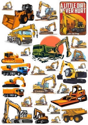 Construction Vehicles and Excavators Vector Collection Free Vector