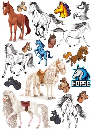 Collection of Various Horse Vector Illustrations and Logos Free Vector