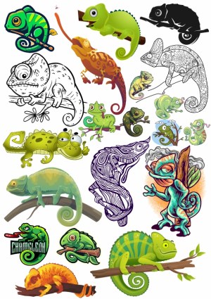 Diverse Chameleon Vector Illustrations and Designs Free Vector