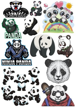 Collection of Various Panda Vector Illustrations and Characters Free Vector