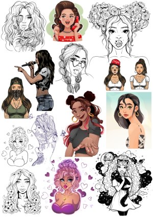 Collection of Diverse Female Portrait Illustrations with Various Styles and Expressions Free Vector