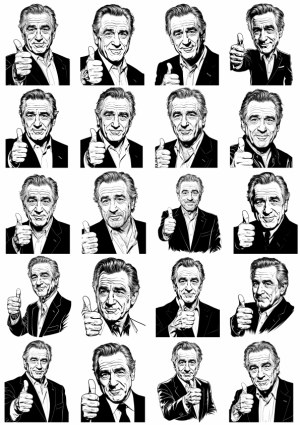 Black and White Vector Illustrations of Man Giving Thumbs Up Free Vector