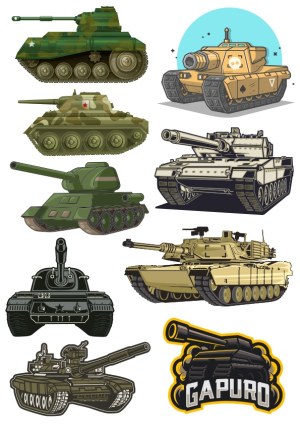 Collection of Various Military Tank Vector Illustrations Free Vector
