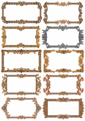Vintage Ornate Decorative Rectangular Frames Collection Free Vector