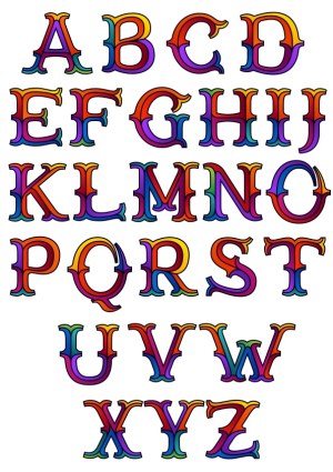 Colorful Decorative Alphabet Letters A to Z Free Vector