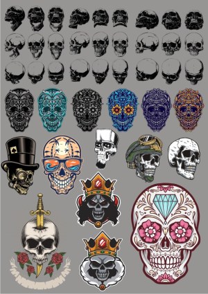 Collection of Stylized Skulls and Sugar Skull Vectors Free Vector