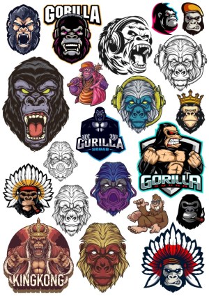 Gorilla and King Kong Vector Illustrations Collection Free Vector