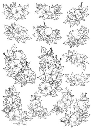 Black and White Hand-Drawn Floral Bouquet Vector Collection Free Vector