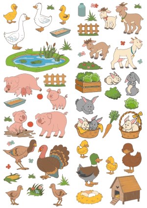 Farm Animals and Accessories Vector Collection Free Vector