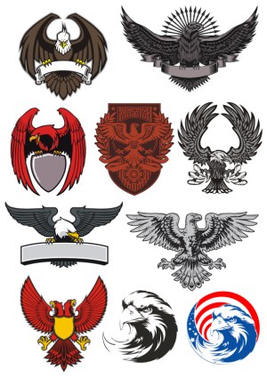 Collection of Stylized Eagle Emblems and Crests Free Vector