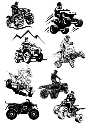Collection of ATV Riders and All-Terrain Vehicles in Action Free Vector