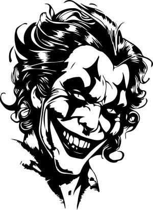 Black and White Joker Face Vector Illustration Free Vector