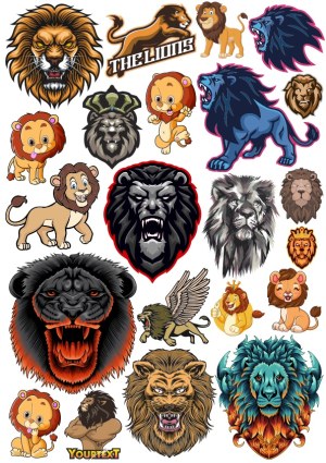 Diverse Lion and Lioness Vector Illustrations Collection Free Vector
