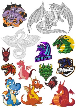 Colorful and Detailed Dragon Vector Illustrations and Logos Free Vector
