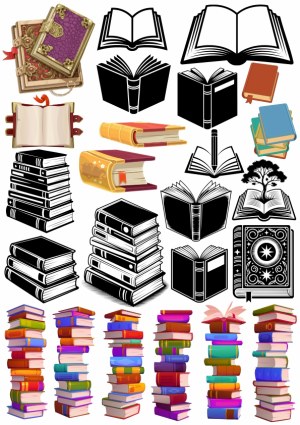 Diverse Vector Collection of Books and Stacks Free Vector