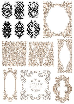 Vintage Decorative Floral and Celtic Frames and Borders Set Free Vector