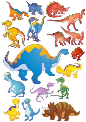 Colorful Cartoon Dinosaur Vector Collection Free Vector