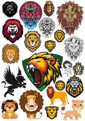 Diverse Cartoon and Heraldic Lion Vector Collection Free Vector