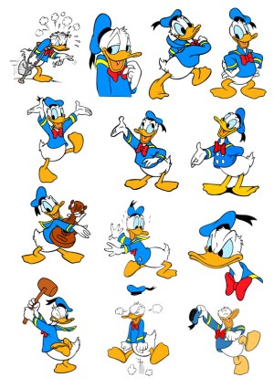 Donald Duck Multiple Cartoon Expressions and Poses Vector Set Free Vector