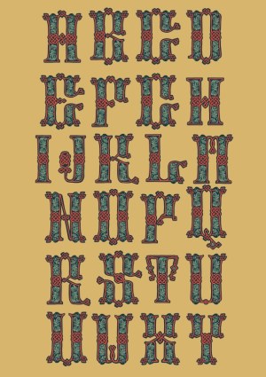 Ornate Vintage Alphabet with Celtic Knot Decorations Free Vector