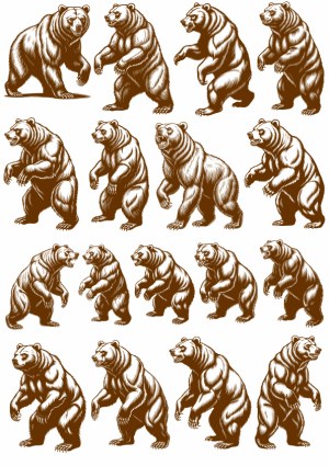 Detailed Vintage Brown Bear Illustrations Collection Free Vector