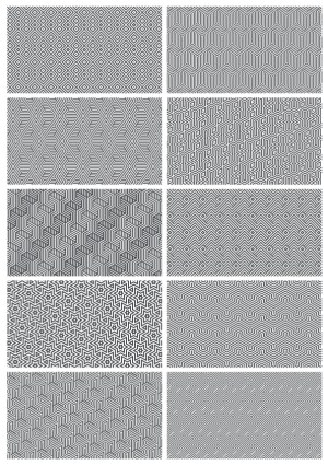 Collection of 10 Black and White Geometric Line Patterns Free Vector