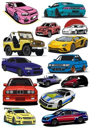 Collection of Colorful Sports and Utility Vehicle Vectors Free Vector