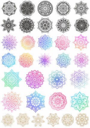 Collection of Decorative Mandala Vector Designs in Various Styles and Colors Free Vector