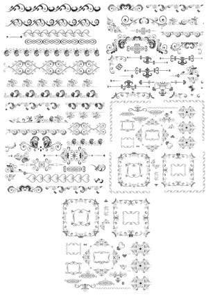 Elegant Vintage Floral Ornaments and Decorative Borders Set Free Vector