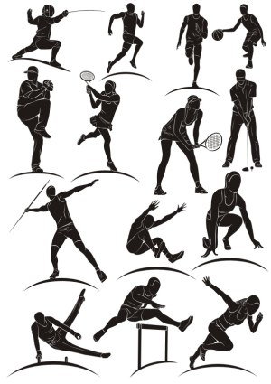 Silhouettes of Various Athletic Sports and Track Events Free Vector