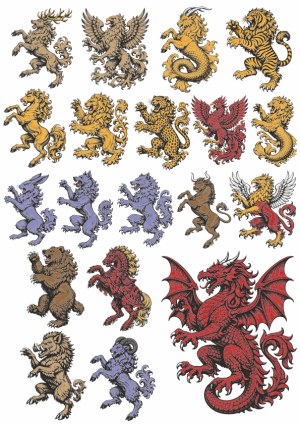 Medieval Heraldic Creatures Vector Set Free Vector