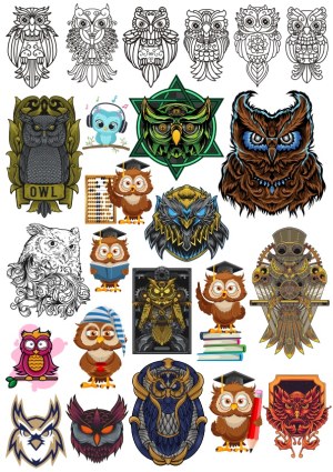 Collection of Diverse Owl Vector Illustrations and Designs Free Vector