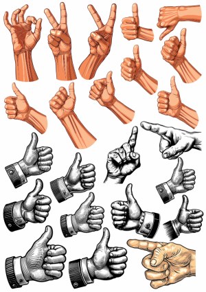 Vector Collection of Various Hand Gesture Illustrations Free Vector