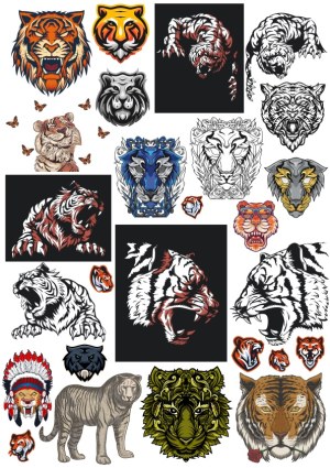 Collection of Artistic Tiger and Panther Vector Illustrations Free Vector