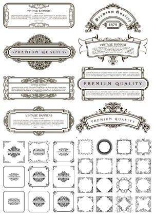 Vintage Ornate Premium Quality Banners and Frames Collection Free Vector