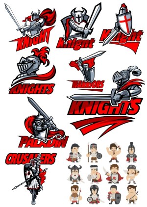 Collection of Knight and Warrior Vector Illustrations Free Vector