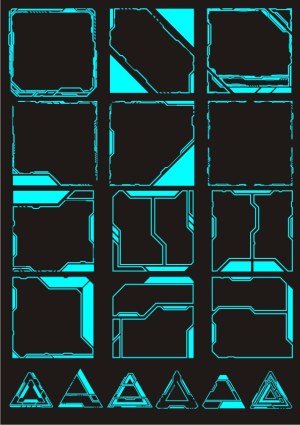 Futuristic Neon Blue Tech Frame and Border Vector Set Free Vector