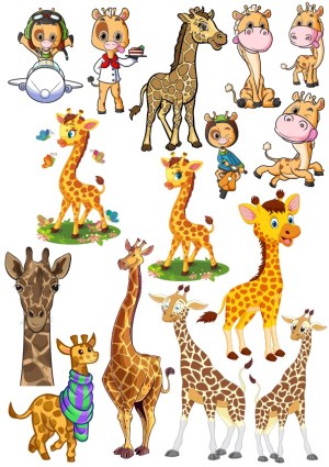 Cartoon and Realistic Giraffe Collection Vector Set Free Vector