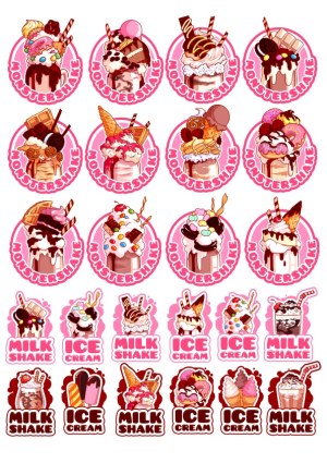 Colorful Monster Milkshake and Ice Cream Vector Collection Free Vector