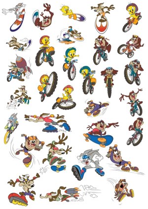 Cartoon Characters Engaged in Various Extreme Sports Activities Free Vector