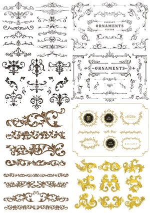 Elegant Vintage Ornamental Borders and Corner Decorative Elements Free Vector
