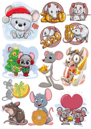 Cute Cartoon Mice and Rats Vector Collection Free Vector